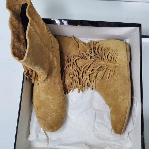 Chocola Made in Italy Suede Leather Fringe Ankle Boots Boho Revival 60s - Picture 6 of 9